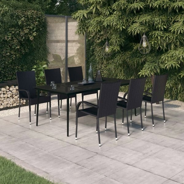 Berkfield 7 Piece Garden Dining Set Black