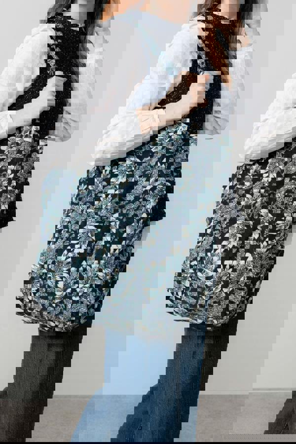 Jumbo Cord Tote Bag Black Black | Lily and Me Clothing