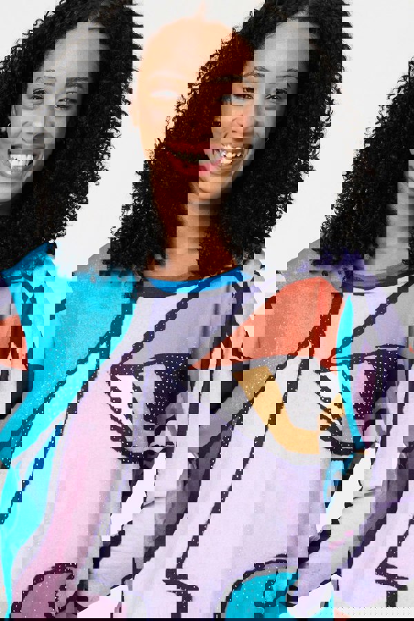 Green | Abstract Diamante Detail Tunic Top