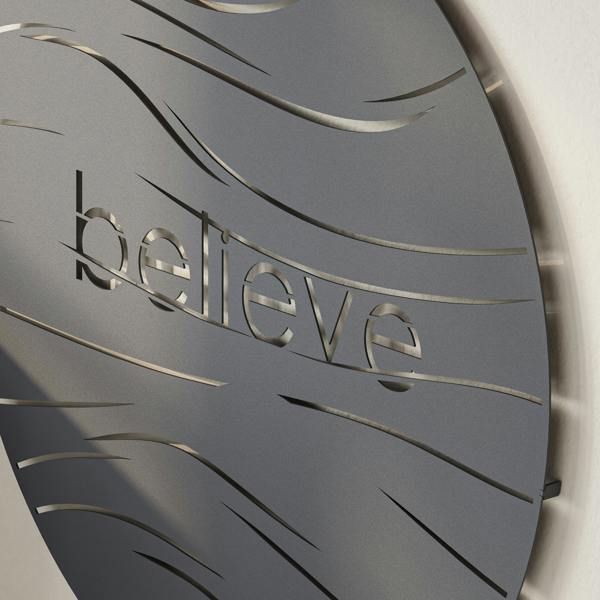 Decortie Believe Modern Metal Wall Art Home Decorative Ornament, Black