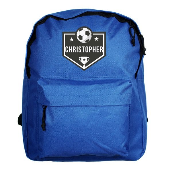Personalised Memento Company Personalised Football Blue Backpack