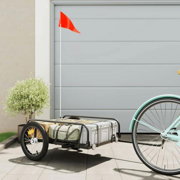 Berkfield Home Berkfield Bike Cargo Trailer Black 126x63x34 cm Iron
