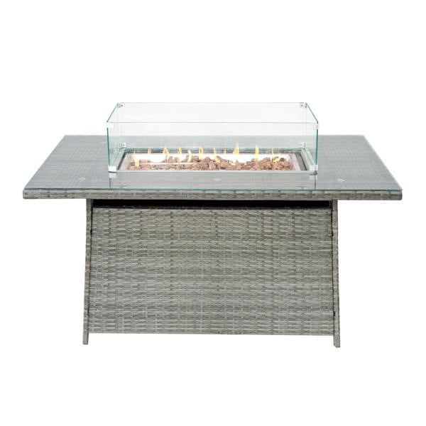 Jardi 11 Seater Rattan Furniture Set With Firepit – Grey