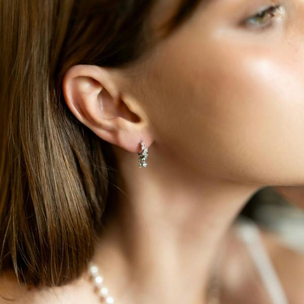 Spero London Dripping Sterling Silver Huggie Drop Earring