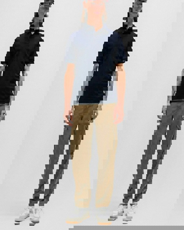 BOSS Orange Passenger Mens Stretch-Cotton Slim-Fit Polo Shirt with Logo Patch NOS - Dark Blue 404