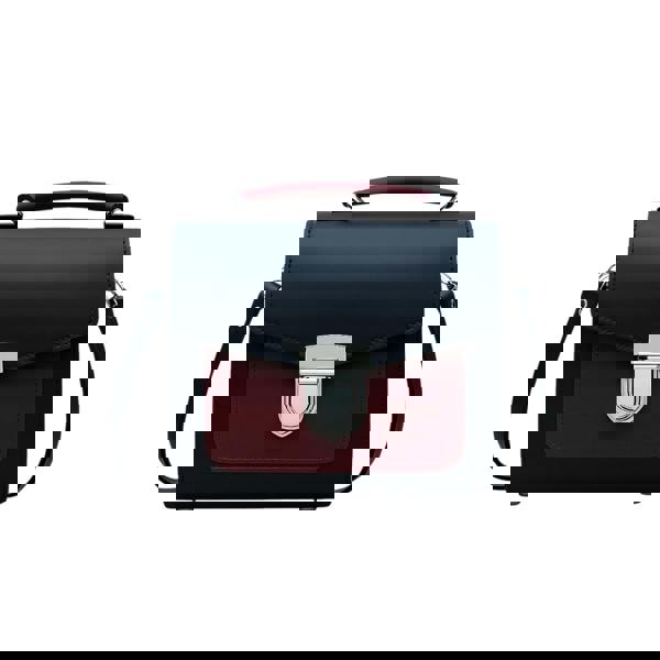 Zatchels Handmade Leather Two Tone Sugarcube Handbag Black - Oxblood