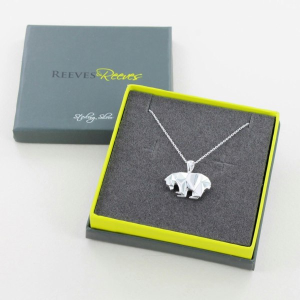 Sterling Silver Origami Polar Bear Necklace - Reeves & Reeves