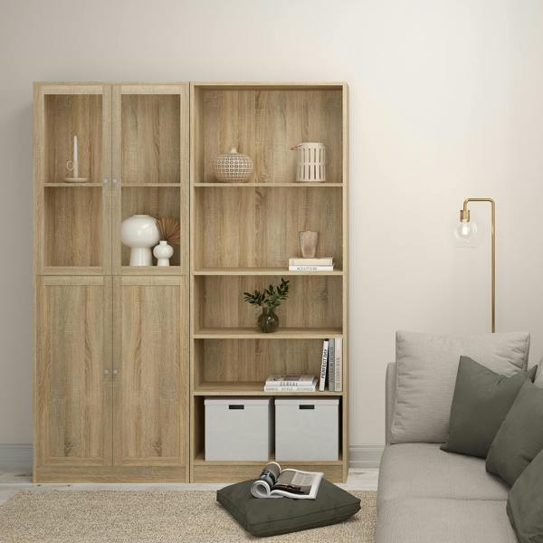 Furniture To Go Basic Tall Wide (4 Shelves) 4 Door Combination Unit in Oak
