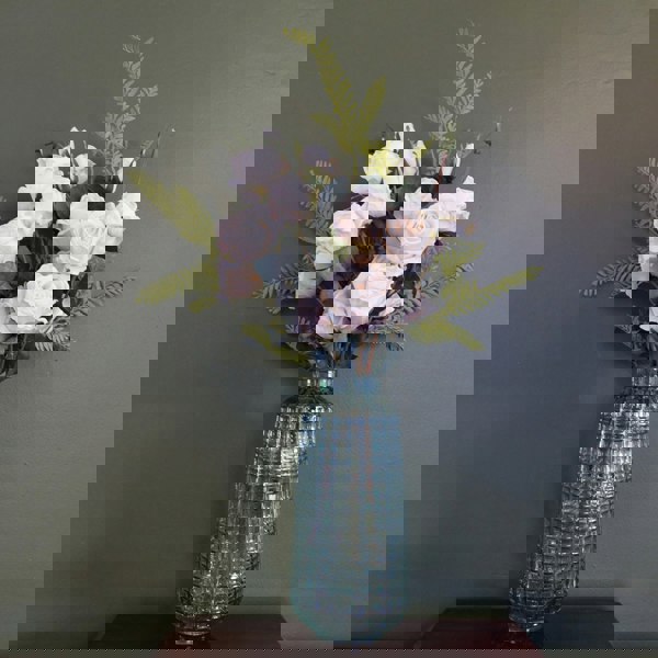 Leaf 60cm Artificial Rose Display Glass Vase