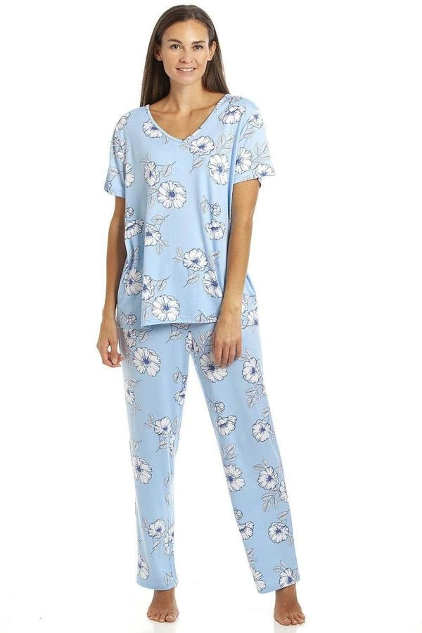 Womens Full Length Floral Print Spandex Pyjama Set