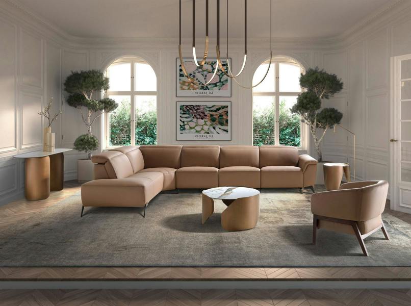 Angel Cerdá Modular corner recliner sofa in brown leather 6280/6281