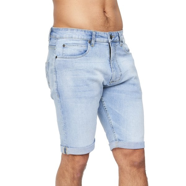 Crosshatch Mens Tonwin Denim Embossed Shorts - Light Wash