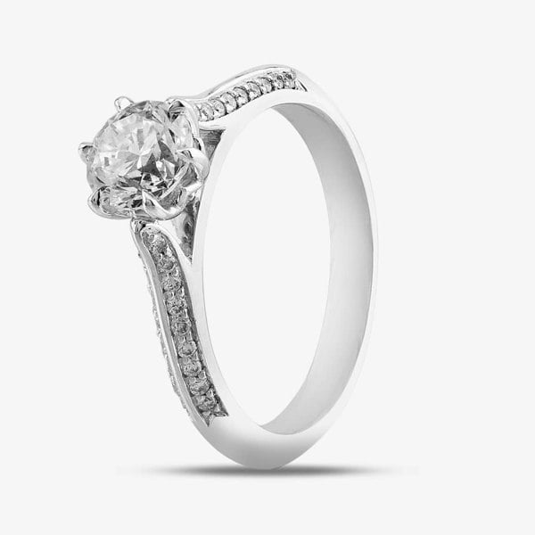T. H. Baker Platinum 0.90ct Brilliant Cut Diamond Shoulder Set Solitaire Ring BESPOKE2