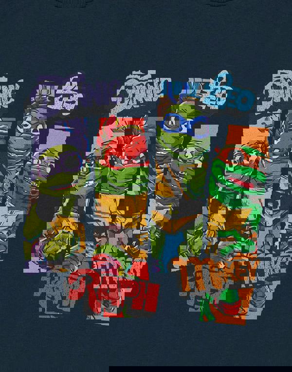 Teenage Mutant Ninja Turtles Boys Blue Character Slices Short Sleeved T-Shirt