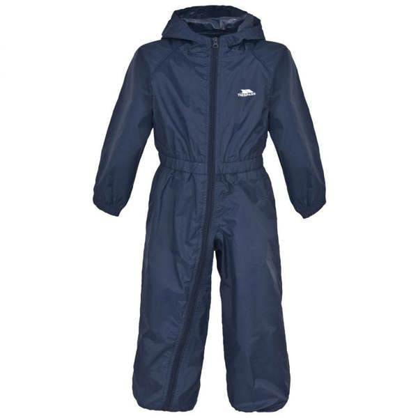 Kids trespass button waterproof all in one suit Navy