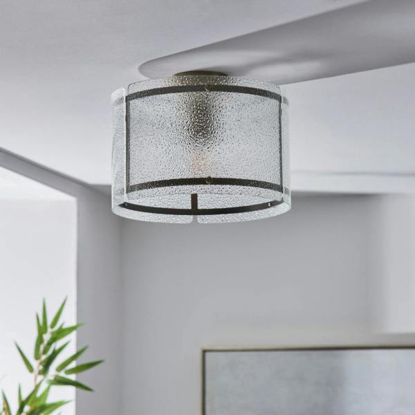 Pagazzi Lighting Traynor Clear And Antique Brass Flush Ceiling Light