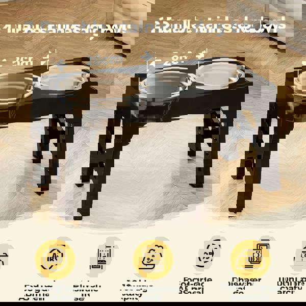 Skylos Raised Dog Feeding Bowl Elevated Pet Food Water Feeder Adjustable Folding