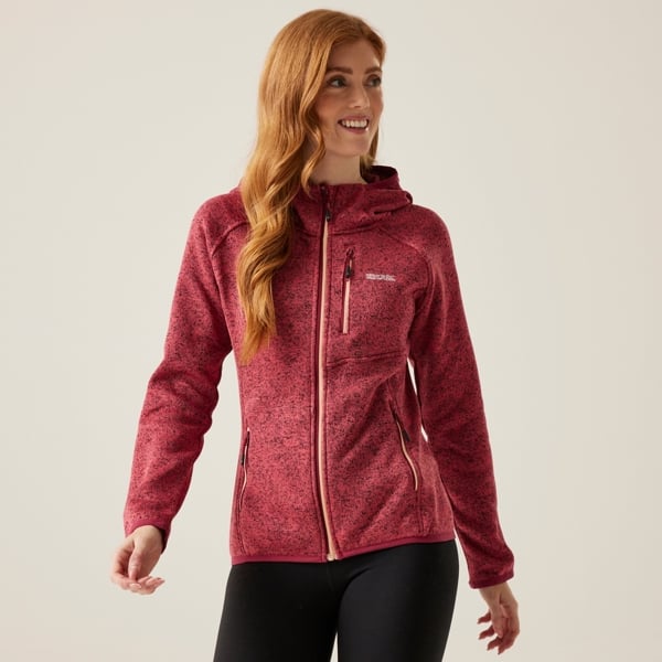 Regatta Womens/Ladies Newhill Marl Hooded Fleece Jacket - Mineral Red