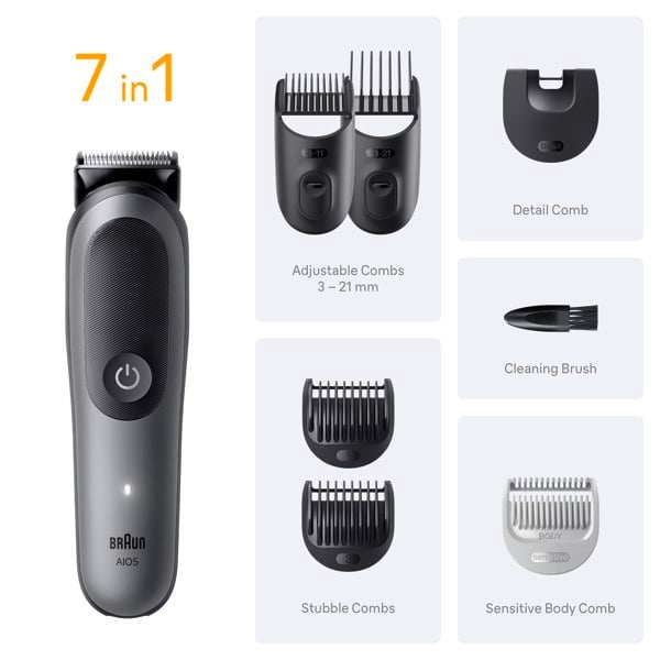 Braun All-in-One Series 5, AIO5520, 7-in-1 Grooming Kit - Grey