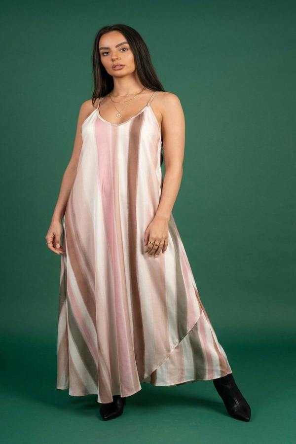 Naela Strappy Printed Maxi Dress - Pink
