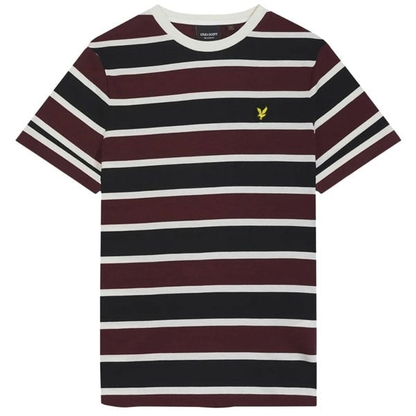 Lyle & Scott Stripe Burgundy T-Shirt M