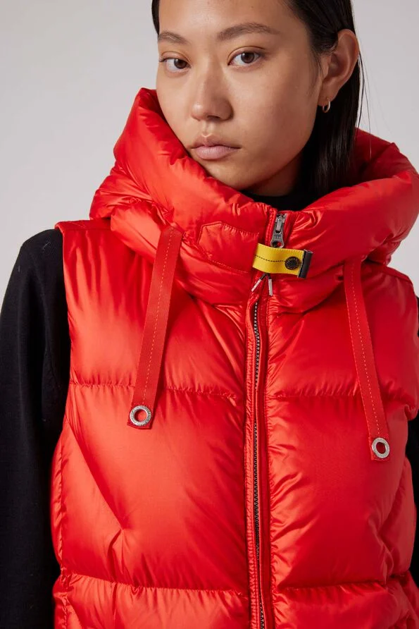 Parajumpers Zuly Red Long Down Gilet Jacket