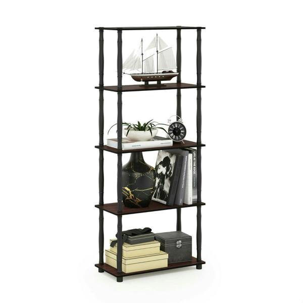 WALPLUS Turn-N-Tube 5-Tier Multipurpose Shelf Display Rack with Classic Tubes, Dark Cherry/Black perfect for organized storage and display