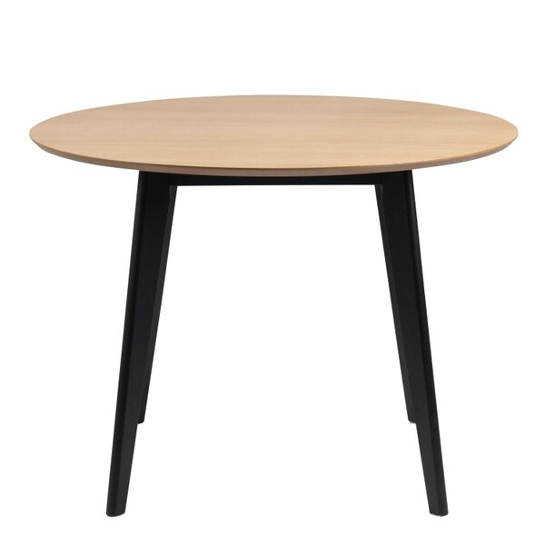 Wyld Haus Saffron Round Black and Natural Oak Veneer Dining Table
