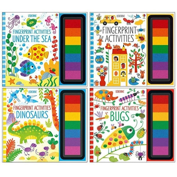 Fingerprint Activities 4 Book Set (Under the Sea, Fingerprint Activities, Dinosaurs, Bugs)