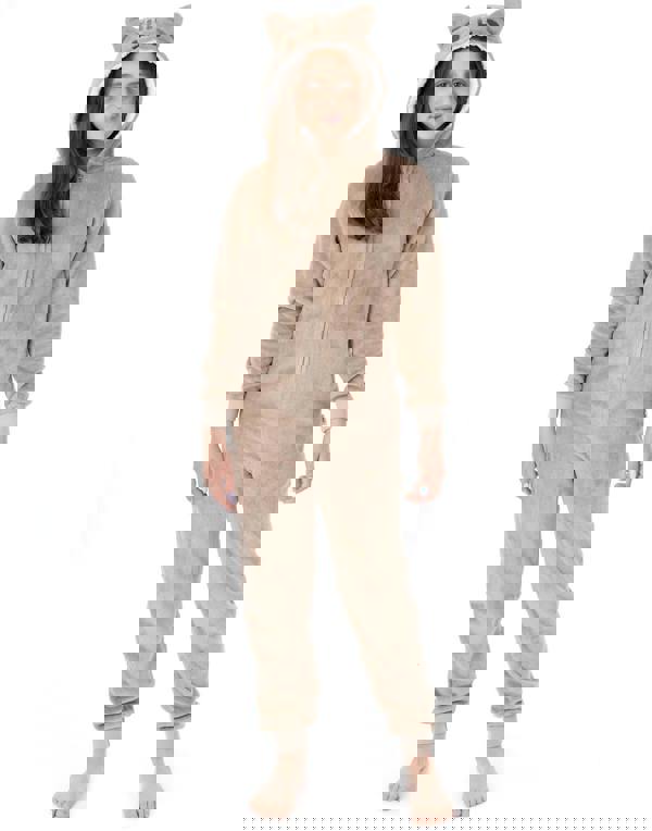 Pusheen Girls Brown All-Over Print With Novelty Ears Onesie