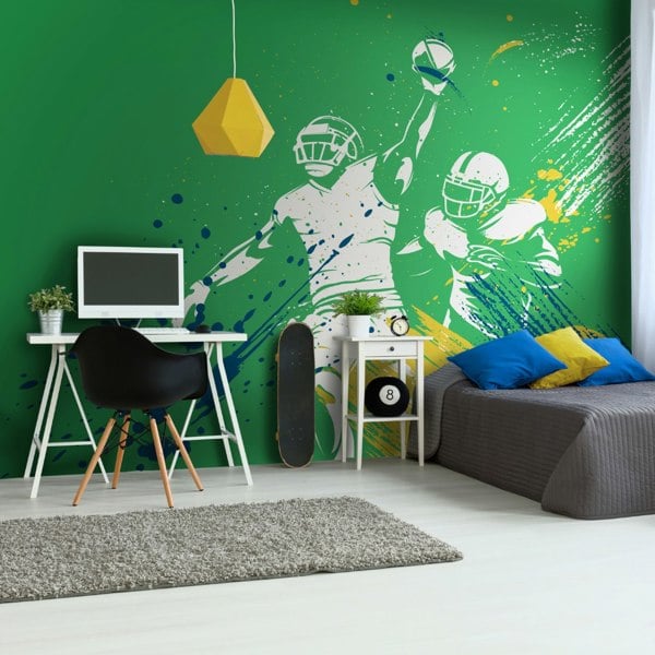 Origin Murals American Footballers Paint Splash - Green