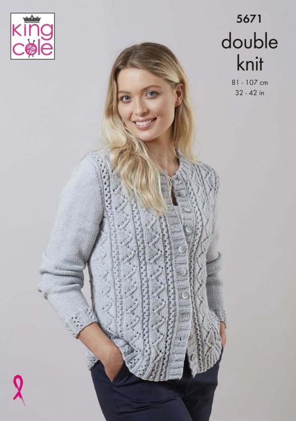 King Cole Merino Blend DK Knitting Pattern 5671, Cardigans, Sweaters for Women, 32 - 42 Inches
