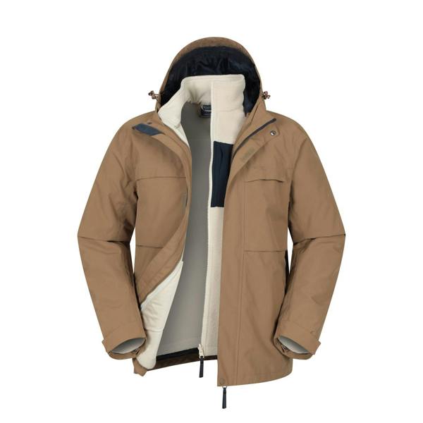 Mountain Warehouse Mens Maple 3 in 1 Waterproof Jacket - Tan - 