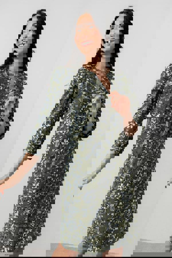 Harvest Cotton Pincord Shift Dress Moss | Lily and Me Clothing