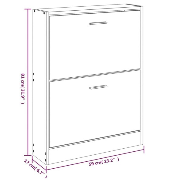 Berkfield Shoe Cabinet Grey Sonoma 59x17x81 cm Engineered Wood
