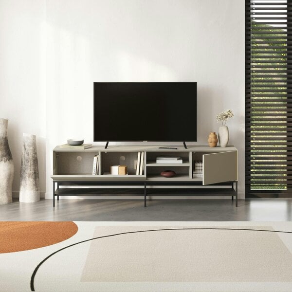 Decortie Amira 180cm Modern TV Stand, Entertainment Centre with Metal Legs & Push-to-Open Doors