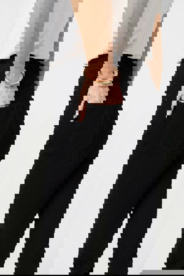 Black | High Waist Bootcut Straight Jeans
