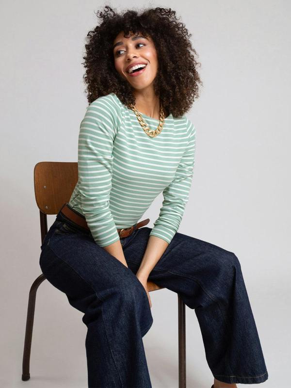 Kite Womens Organic Tarrant Jersey T-Shirt Seafoam Stripe