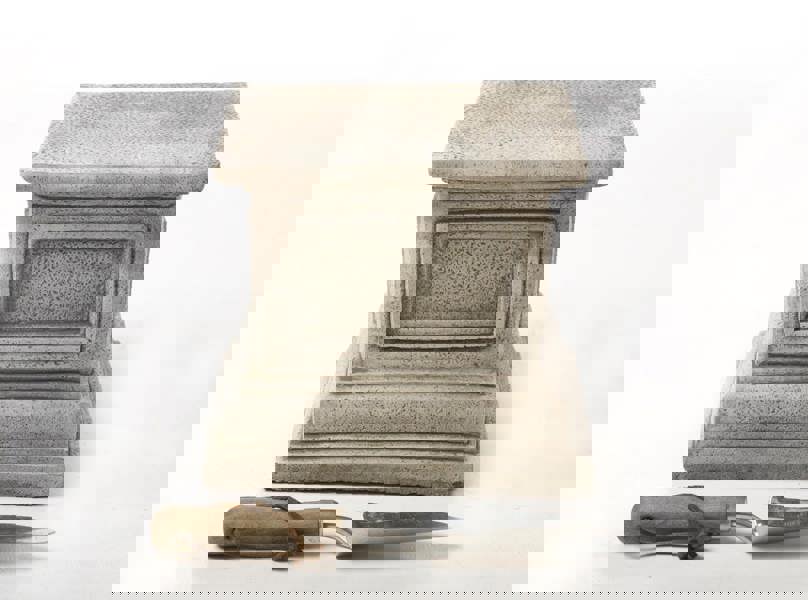 Pair of Large Victorian Stone Cast Urns with Plinths