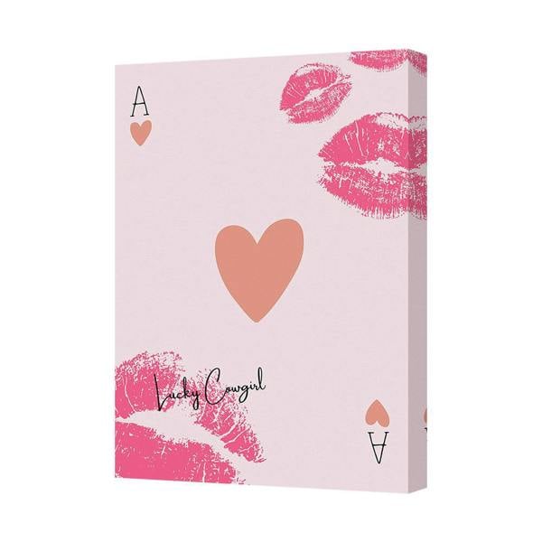 Benjamin Tate Design Pink Heart Canvas Wall Art Print With Lip Print UK Handmade