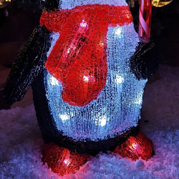 Samuel Alexander 30cm LED Soft Acrylic Penguin with Candy Cane Christmas Decoration