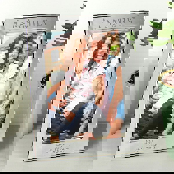 Personalised Memento Company Personalised Silver 5x7 Family & Hearts Photo Frame