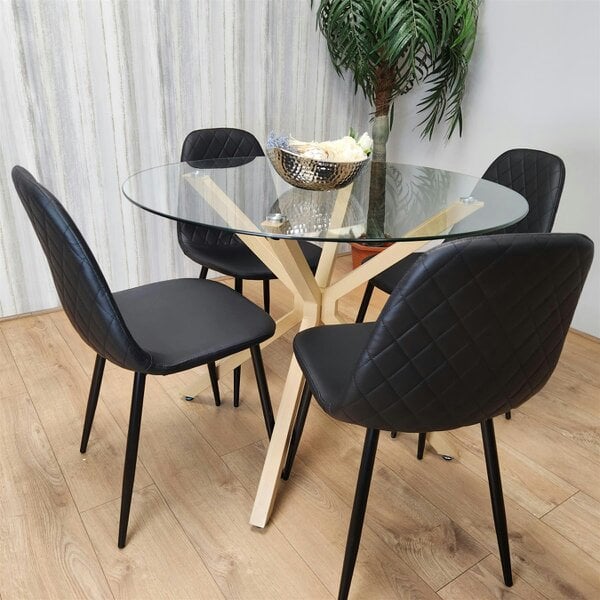 Kosy Koala Forest Round Glass Table + 4 Black gem