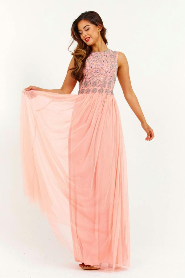 LuvForever Rose Handmade Embellished Maxi Dress