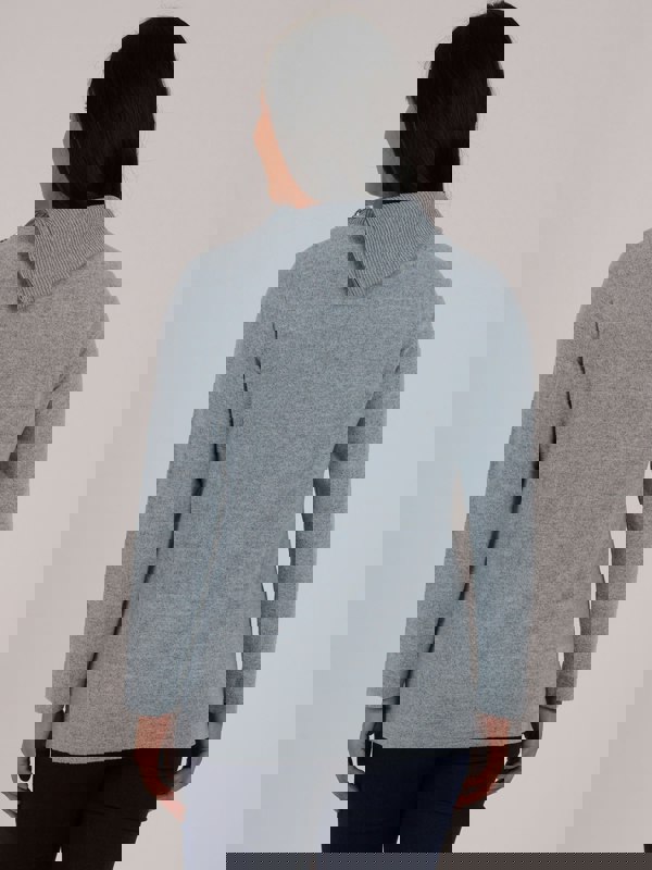 PennyPlain Zip Cowl Neck Rib Top - Glacier