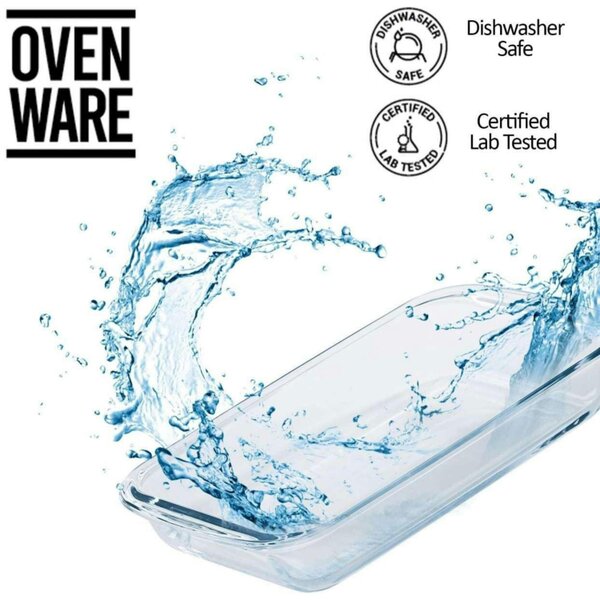 Dyzi 3L Borosilicate Glass Rectangular Baking Tray Oven Roasting Dish