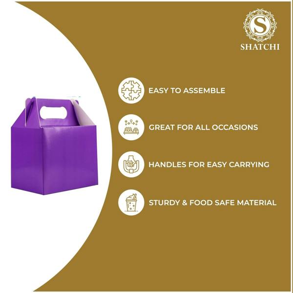 Size Options Purple Cardboard Party Food Boxes for Snacks, Cakes and Takeaway Treats image 7