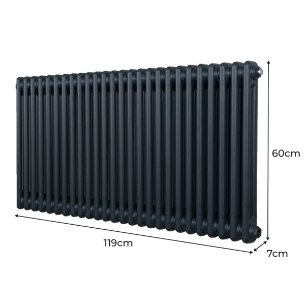 Monstershop Traditional 2 Column Radiator - 600 x 1192mm - Anthracite Grey