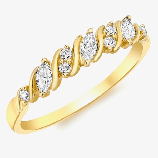 T. H. Baker 9ct Yellow Gold 9-Stone Crystal Swirl Ring 1.84.6551
