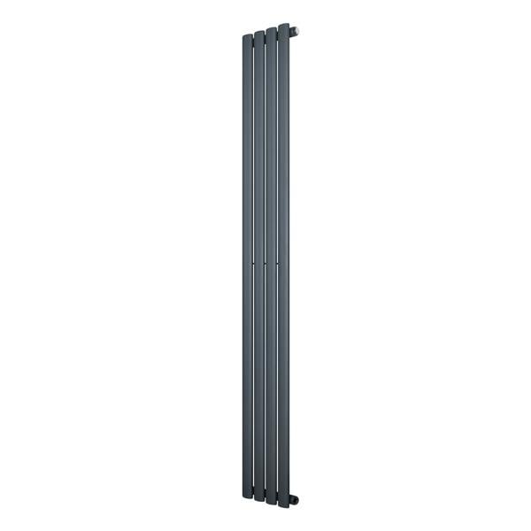 Oval single column radiator in anthracite grey, 1800 x 240mm, featuring a sleek, modern design with smooth, vertical lines